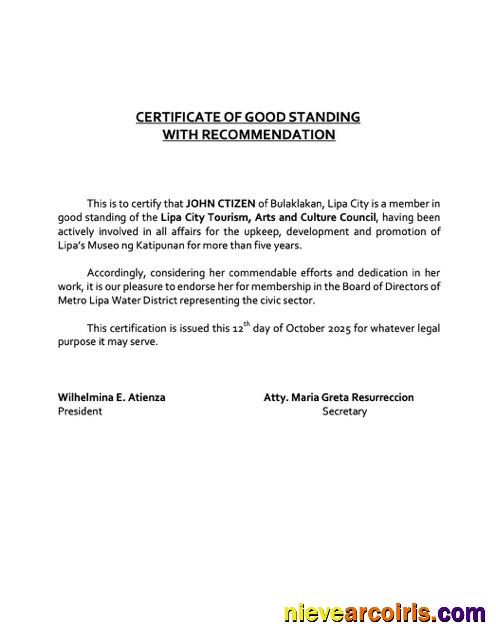 Philippines certificate of good standing, version 9